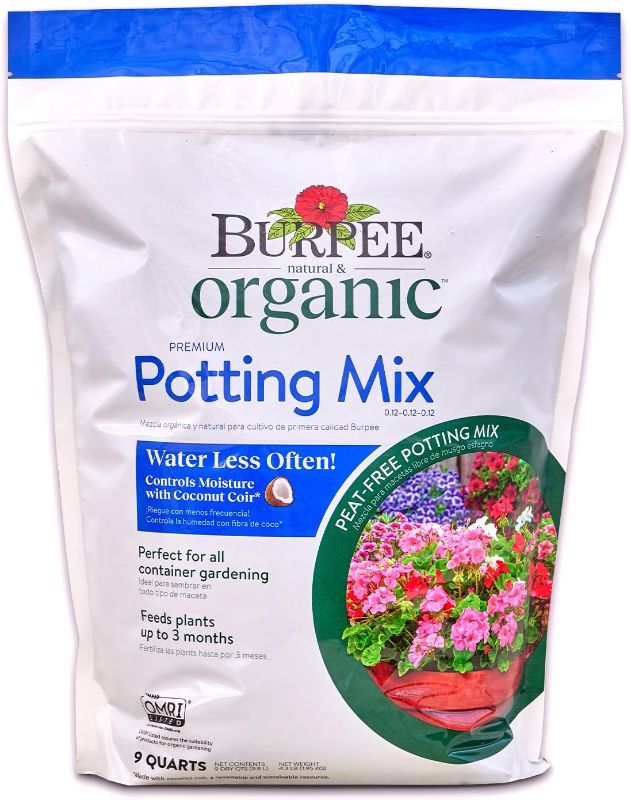 Photo 1 of Burpee, 9 Quarts | Premium Organic Potting Natural Soil Mix Food Ideal for Container Garden-Vegetable, Flower & Herb Use for Indoor Outdoor Plant
