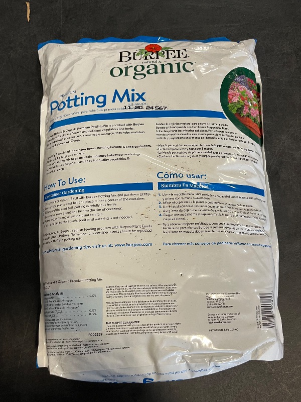 Photo 1 of Burpee, 9 Quarts | Premium Organic Potting Natural Soil Mix Food Ideal for Container Garden-Vegetable, Flower & Herb Use for Indoor Outdoor Plant
