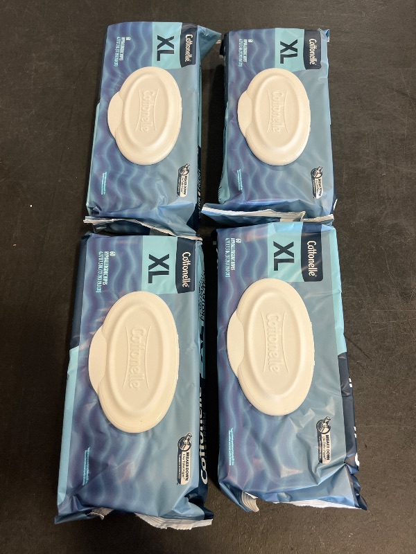 Photo 1 of Cottonelle XL Flushable Wet Wipes, Large Adult Wipes, 4 Packs with 60 Wipes Each, for Sensitive Skin
