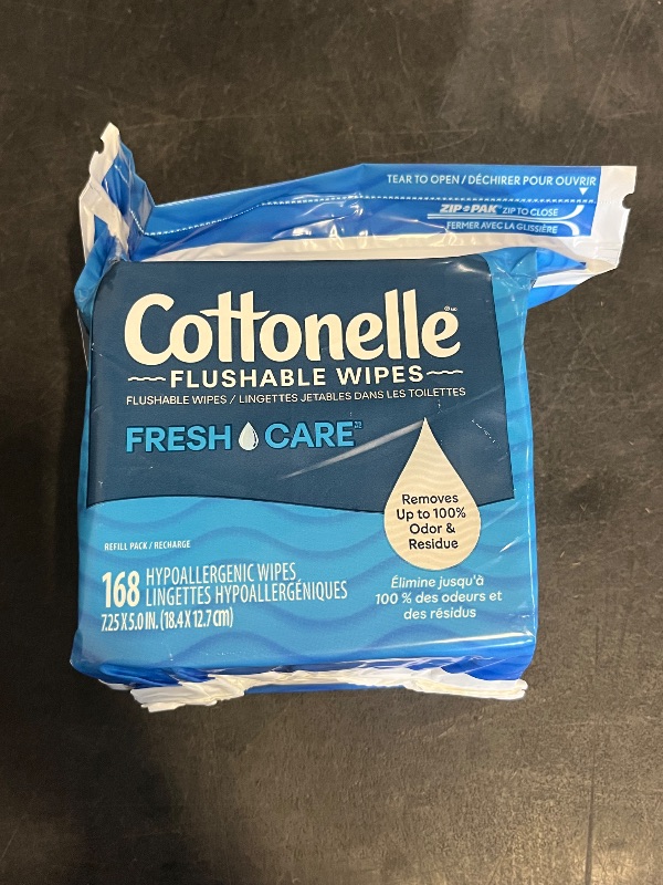 Photo 1 of Cottonelle Fresh Care Flushable Wet Wipes, Adult Wet Wipes, 1 Refill Pack, 168 Wipes Per Pack, Packaging May Vary
