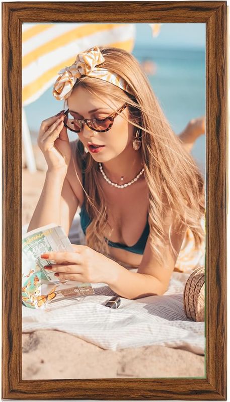 Photo 1 of 20x40 Wood Frame Brown, Rustic Natural Wooden 40x20in Poster Picture Frame, Distressed 20 x 40inch Woodgrain Gallery Photo Frame with HD Plexiglass, Horizontal Vertical Wall Mounting Display 1pcs
