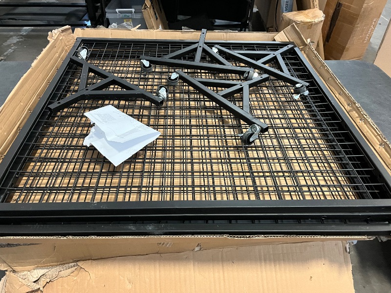 Photo 1 of 2 Packs 3' x 6' Grid Wall Panels Standing Wire Grid, Study Display Rack with T-Base Wheels Freestanding Gridwall Panel Tower for Shows, Black