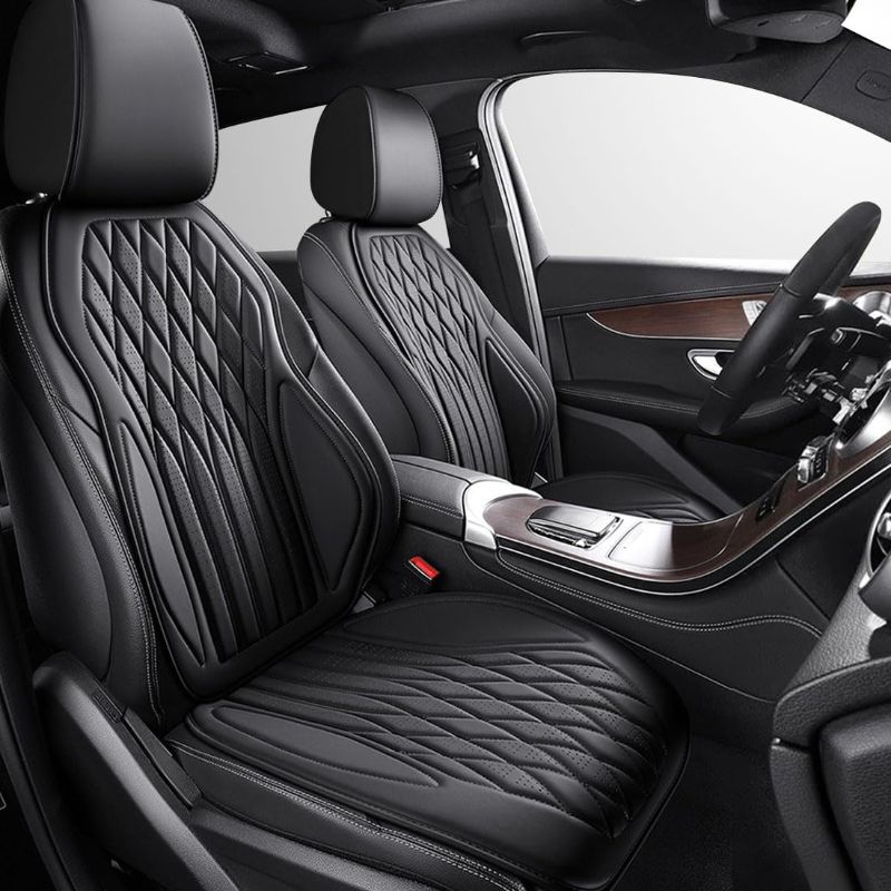Photo 1 of Full Set Seat Covers for GMC Terrain 2010-2025, Breathable Leather Car Seat Cover (5 Seat, Black)
