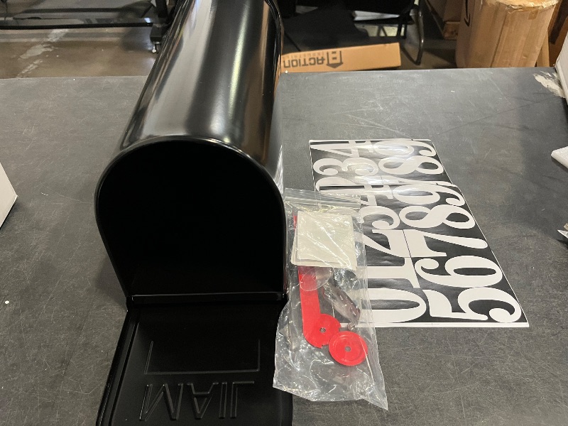 Photo 1 of Metal Post Mount Mailboxes for Outside,Galvanized Steel,Waterproof,Medium Capacity,Red Flag Indicated,Modern Style,Mail Boxes for House Outside/Residential,Black
