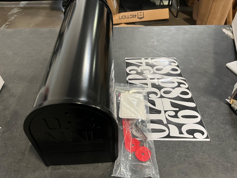 Photo 1 of Metal Post Mount Mailboxes for Outside,Galvanized Steel,Waterproof,Medium Capacity,Red Flag Indicated,Modern Style,Mail Boxes for House Outside/Residential,Black
