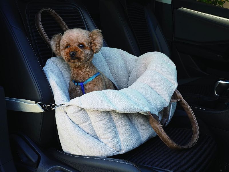 Photo 1 of K10 Car-Go Tote - Dual Purpose Pet Tote and Dog Car Seat - Carry Your Dog or cat Safely with Harness Attachment - Attach The Bag to a seat to use as a Pet Carrier (Oatmeal Beige)
