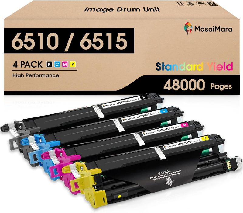 Photo 1 of MasaiMara 6510 6515 Image Drum Unit for Xerox Phaser 6510 6510DN 6510DNI 6510DNM 6510N WorkCentre 6515 6515DN 6515DNI 6515DNM 6515N Printer (Black, Cyan, Yellow, Magenta, 4-Pack)
