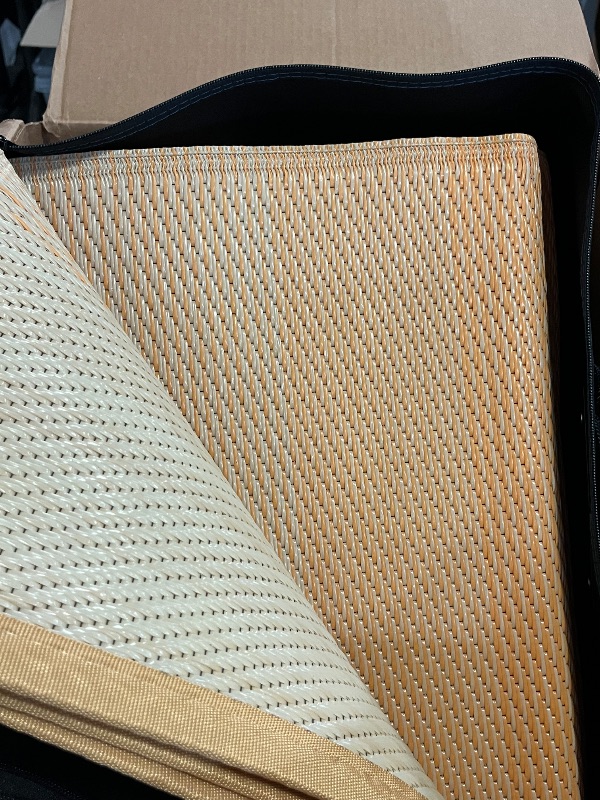 Photo 1 of Lahome Outdoor Rug 9x12 Patio Waterproof, Reversible Plastic Straw Camping Rv Rugs for Outside Under Awning, Portable Lightweight Carpet for Porch Backyard, Orange Yellow 9'x12'
