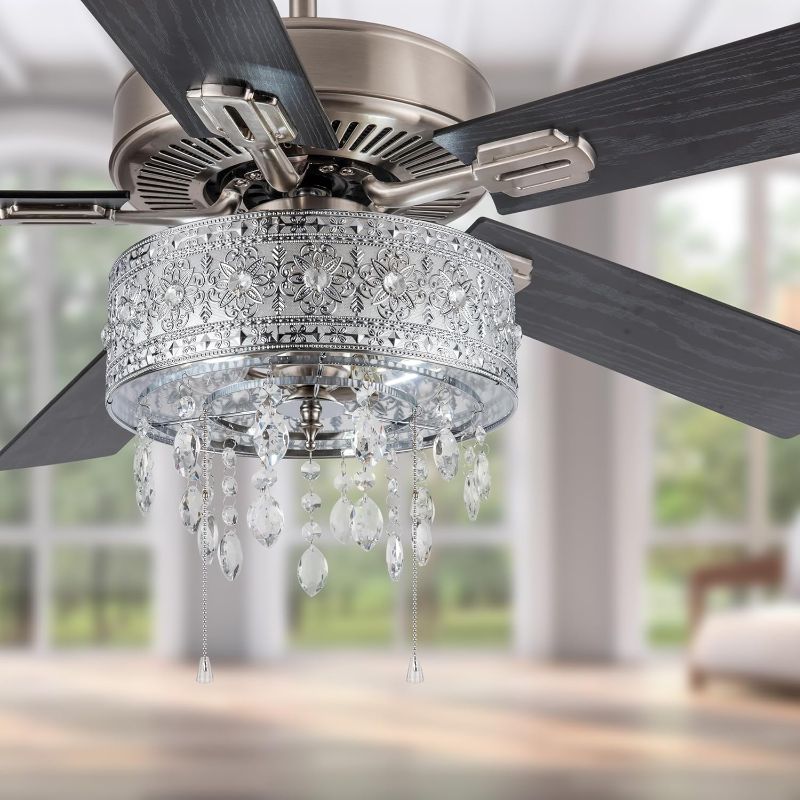 Photo 1 of RIVER OF GOODS LED Ceiling Fan with Crystal Chandelier - 52" L x 52" W - Glam Ceiling Fan with Lights
