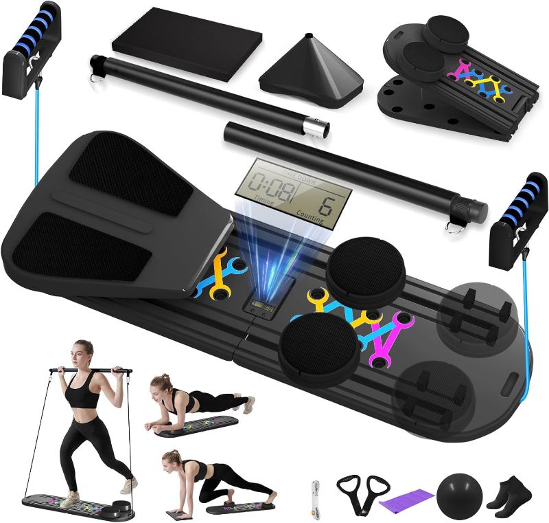 Photo 1 of Pilates Board, Foldable Pilates Reformer Set for Home Workout with Timer, Multifunctional Portable Reformer Pilates Machine at Home Pilates Equipment
 