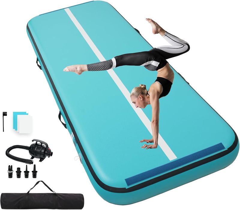 Photo 1 of Similar to Picture**
 Air Gymnastics Mat 8 Inch Thick Gym Tumbling Mat With Two Velcro Connectors Flexible 10tf/13ft/16ft/20ft Inflatable Floor Mats for Training/Cheerleading/Home Electric Pump