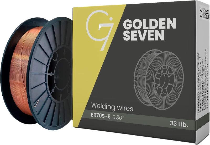 Photo 1 of Semi Damaged * 
Solid MIG Welding Wire - ER70S-6 .030 Inch - 33 Pound Spool - Mild Steel MIG Wire with Low Splatter and High Levels of Deoxidizers - For All Position Gas Welding - G7 GOLDEN SEVEN
