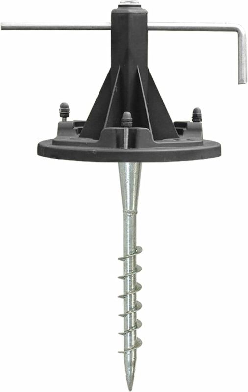 Photo 1 of Gama Sonic 10 in. Solar Lamp Post Installation Kit with EZ-Anchor In-Ground Auger and Built-in Leveling Tool, Black, 30001
