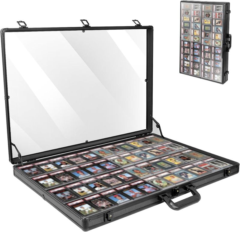 Photo 1 of Card Show Display Case Large Aluminum, Trading Card Display Case Suitable for Sports Card/ TCG/ Jewelry Collection, Black 34 in X 22 in, 1-Year Coverage
