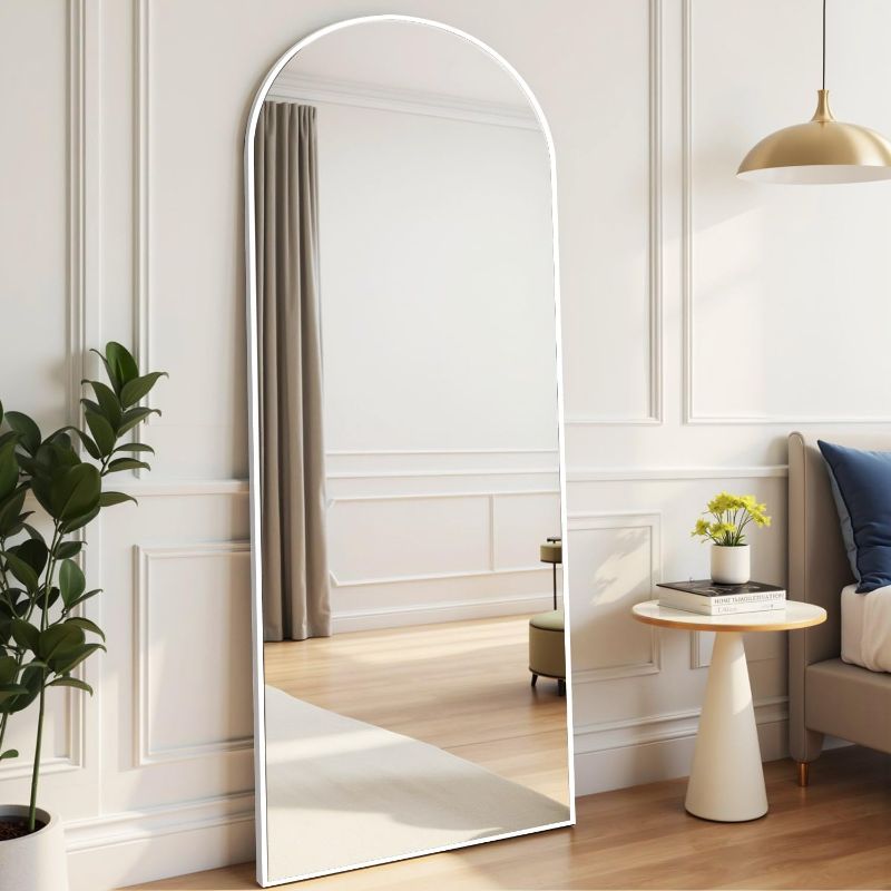 Photo 1 of Floor Length Mirror, 71"x26" Arched Full Length&Standing Hanging or Leaning&Freestanding Full Body Mirrors, Wall Mounted Mirror with Thin Aluminum Frame (White)
