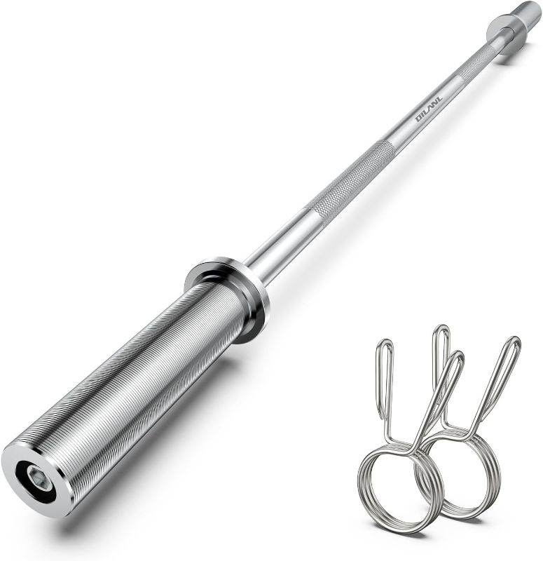 Photo 1 of Olympic Barbell Bar 55", 2In-Weight Lifting Bar Standard Straight Barbell Bars for Bench Press/Hip Thrusts/Biceps/Lunges/Squat/Strength-Training Home Gym Weight Bar, 2 Collars(500lb Capacity)
