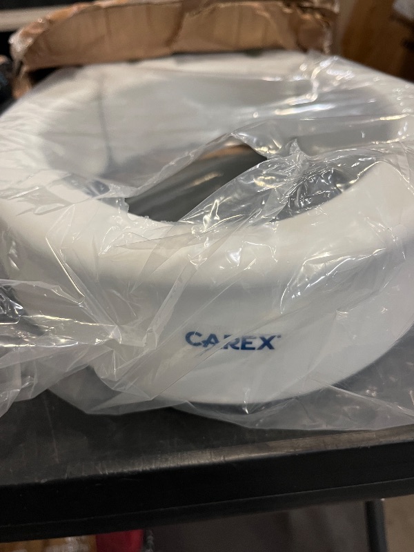 Photo 1 of Carex Elongated Hinged Toilet Seat Riser, Adds 3.5 Inches of Height to Toilet, 300 Pound Weight Capacity, Raised Toilet Seat
