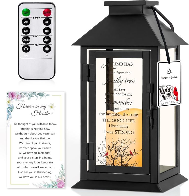 Photo 1 of Memorial Lantern Bereavement Gifts in Memory of Loved One Remembrance Sympathy Gifts for Loss of Mother or Father with LED Candle and Remote
