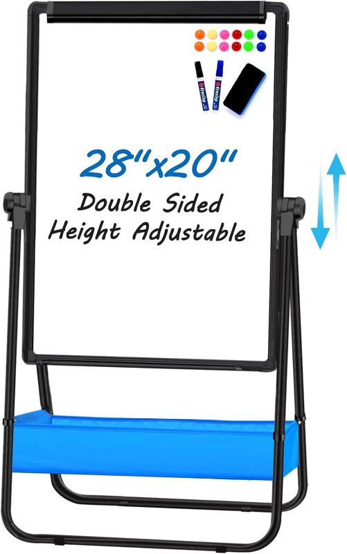 Photo 1 of Dry Erase White Board with Stand Double Sided 28"X20" Magnetic U Standing Easel Whiteboard, Height Adjustable & 360° Rotation Portable White Boards for Classroom, Home & Office
