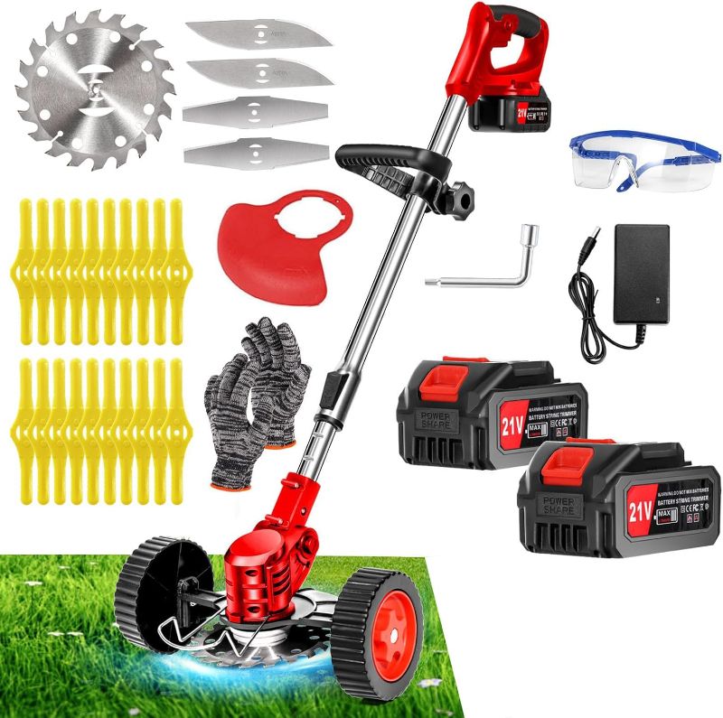 Photo 1 of Cordless  Wacker, Electric Weed Eater, 21V 4.0Ah Weed Eater Battery Powered, 3 in 1 Weed Trimmer Grass Cutter Brush Cutter, 3 Types Blade, for Lawn, Garden, Yard, Etc