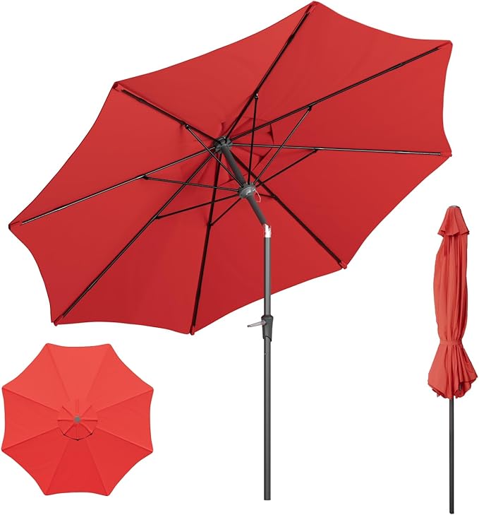 Photo 1 of Beanss Outdoor Patio Umbrella, Table Umbrella with Push Button Tilt and Crank, 8 Ribs Market Umbrella
