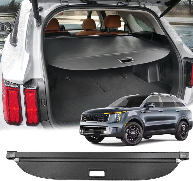 Photo 1 of Cargo Cover for Kia Sorento 2025 Accessories 2024 2023 2022 2021,Leather Retractable Trunk Cover Fits for 2021-2025 Kia Sorento Accessories Security Protector Luggage Privacy Screen