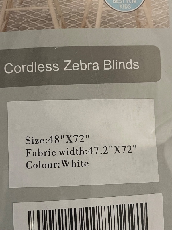 Photo 1 of Persilux Zebra Blinds Cordless, Zebra Roller Shades for Windows (48" W x 72" H, White) Light Filtering Day and Night Window Drapes Sheer Shades for Home, Bedroom and Sliding Door Easy to Install
