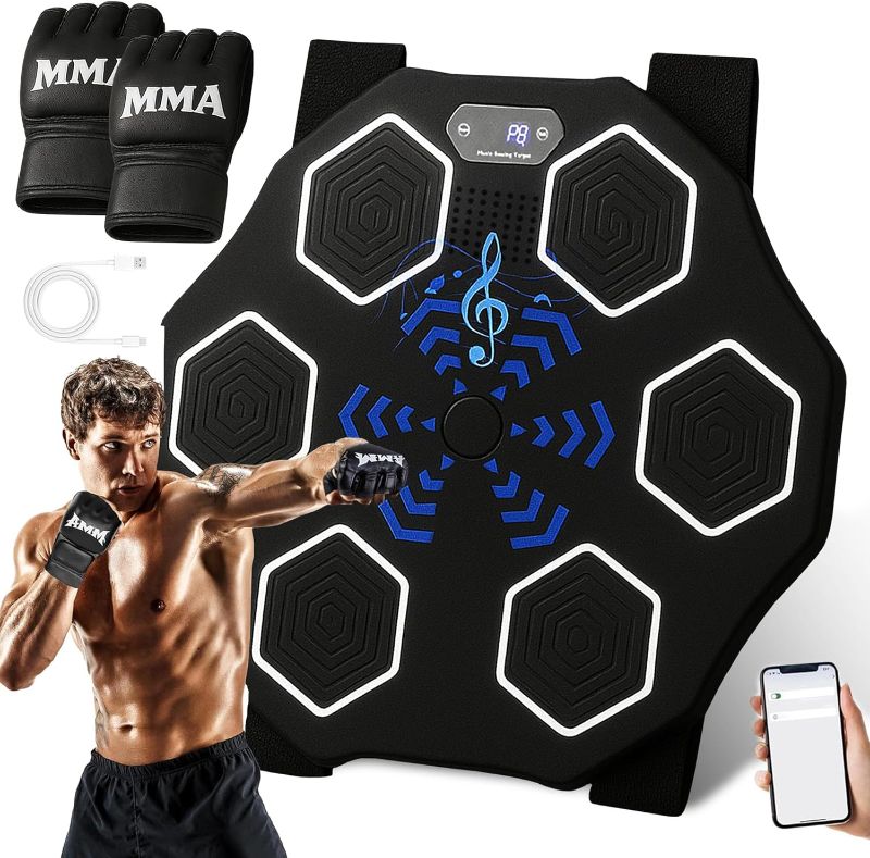 Photo 1 of Replentless Punching Music Boxing Machine for Adults - Wall Music Punching Machine Adult w/Bluetooth, 8 Speed Level, Light up Boxing Target, Gloves 