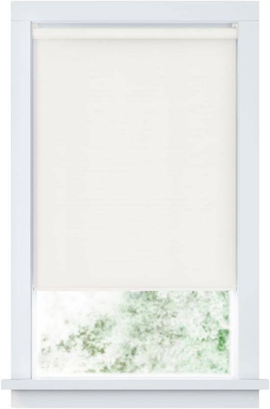 Photo 1 of LEVOLOR Basics Cordless Fabric Roller Shade, Easy to Install Blackout Shades for Windows, Neutral White
