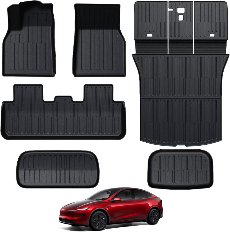 Photo 1 of Floor Mats Set for 2025 2026 Tesla Model Y Juniper Accessories, Full Coverage All Weather Floor Mats Cargo Liner with Backrest Protectors
