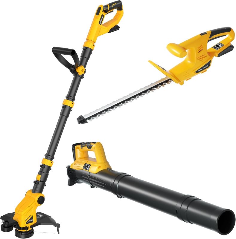 Photo 1 of Cordless Hedge Trimmer+String Trimmer+Leaf Blower Combo Compatible with Dewalt 20v Max Battery(Tool Only), Cordless Weed Wacker & Shrub/Bush Trimmer & Electric Leaf Blowers for Lawn Care, Garden, Yard
