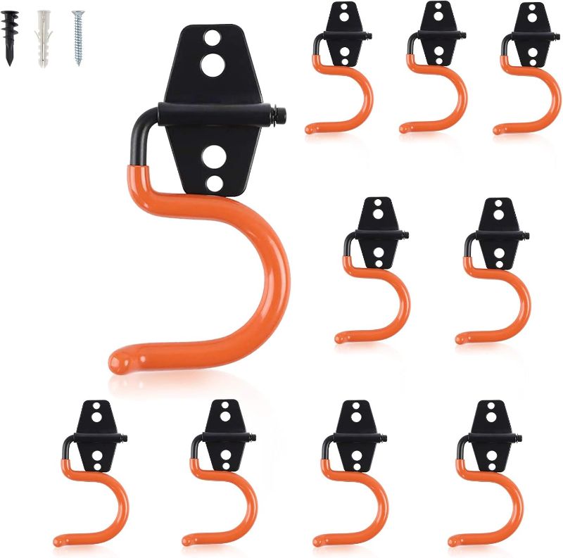Photo 1 of AOBEN Garage Hooks Heavy Duty, Steel Garage Storage Hooks, Utility Tool Hangers and Broom and Mop Holder Wall Mounted for Organizing Cleaning Tools, Mops, Garden Tools (S, 10 Pack)
