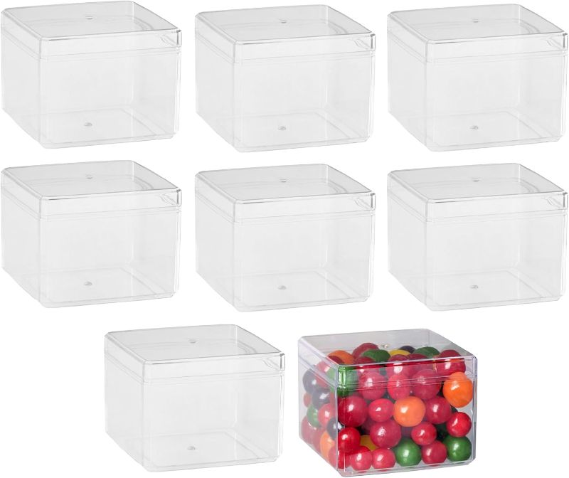 Photo 1 of Hammont Small Acrylic Box - Party Favor Gift Boxes - Clear Cube with Rounded Edges for Gifts, Weddings, Treats, Candies & Accessories - Square Home Storage Boxes | 3.75”x3.75”x2.5 (8 Pack)
