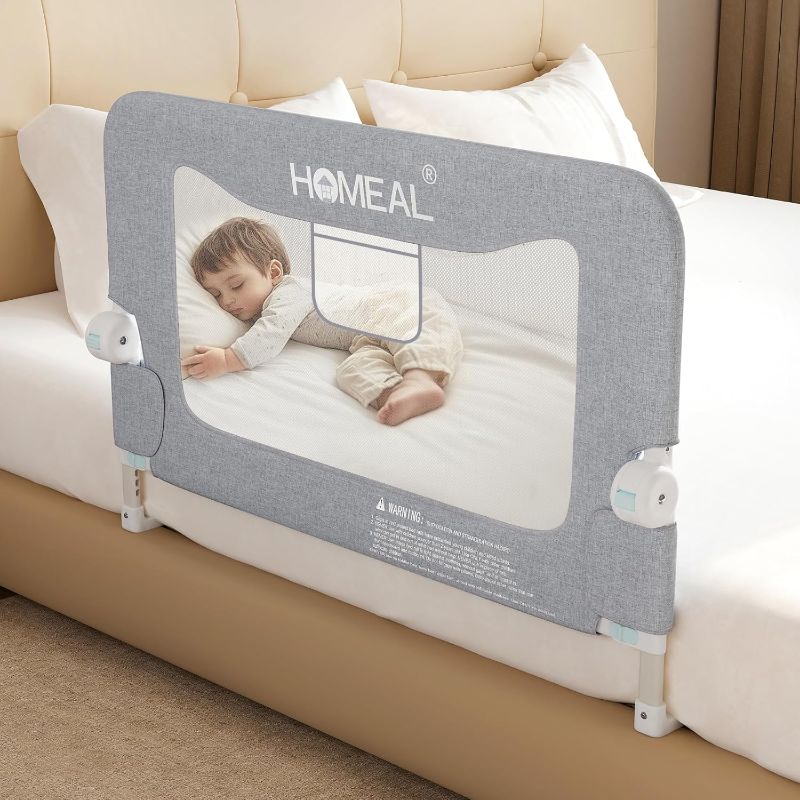 Photo 1 of HOMEAL Bed Rail for Toddlers?32" x 26" Grey, Foldable Tall Baby Bed Rail Guard for Easy Use and Storage, U-Shaped Base Width Increased by 4", Suitable for Twin, Full, Queen, King Size Bed
