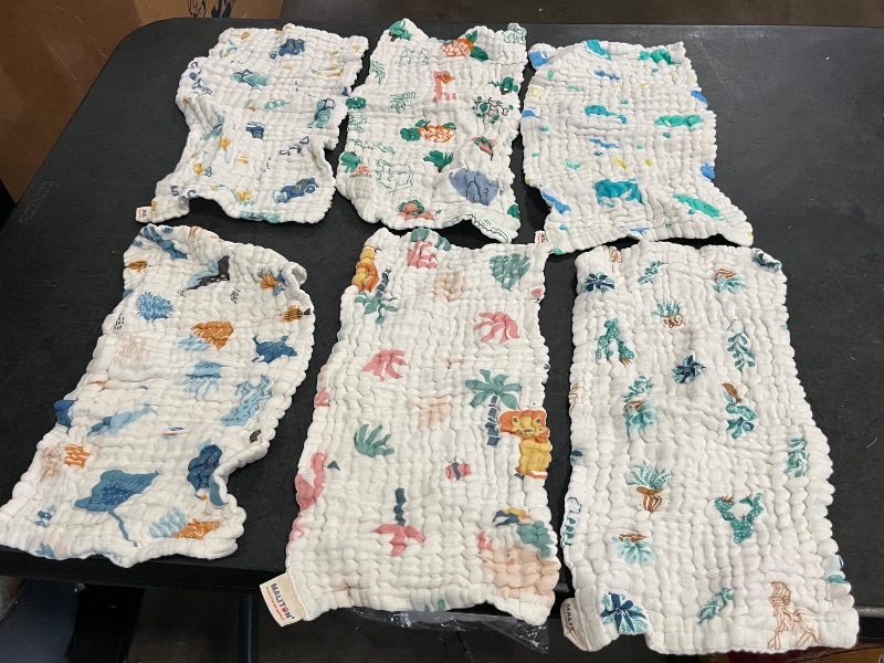 Photo 1 of Maliton Muslin Baby Burp Cloths 6 Pack Large 20''x10'' 100% Cotton Burp Rags Absorbent and Soft 6 Layers Muslin Cloth Baby Essentials for Newborn(Animals and Cars, Pack of 6)
