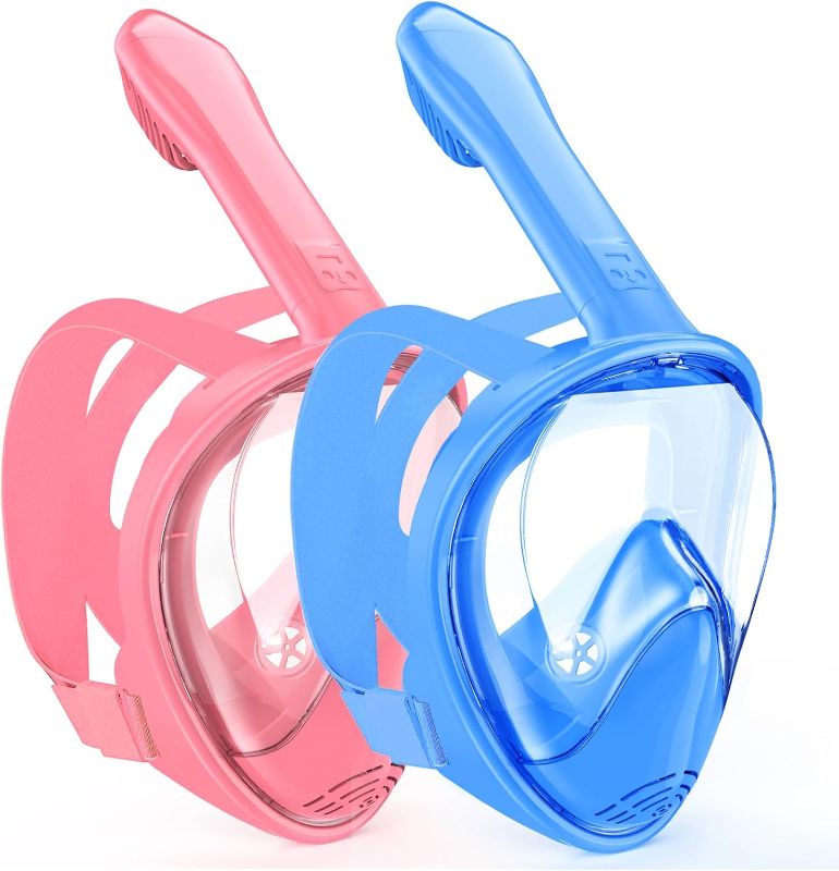 Photo 1 of Kids Snorkel Mask Full Face, Snorkeling Gear for Kids 2-14 with Camera Mount, 180 Degree Panoramic View Snorkeling Set Anti-Fog Anti-Leak
