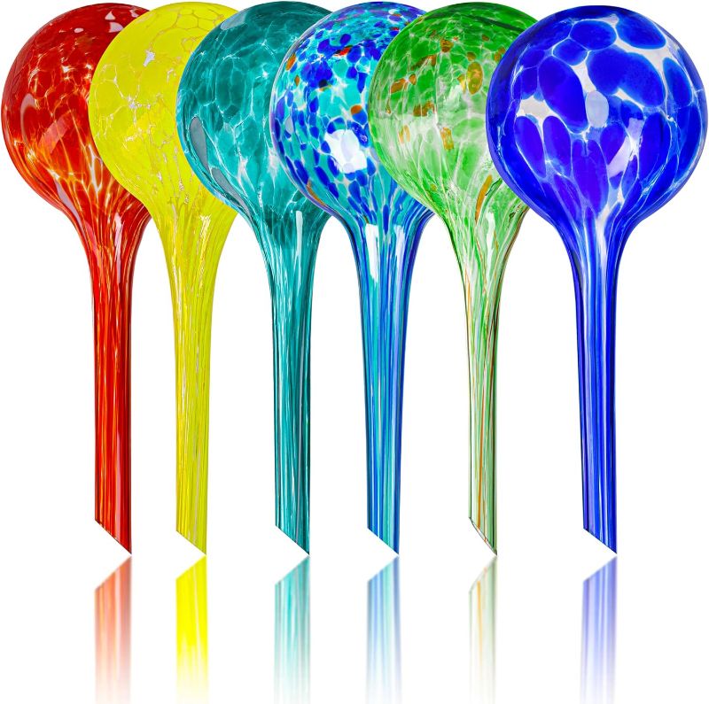 Photo 1 of Plant Watering Globes Set of 6 – Large Glass Self-Watering Bulbs (up to 5 Days of Watering) for Indoor & Outdoor Plants – Multicolor
