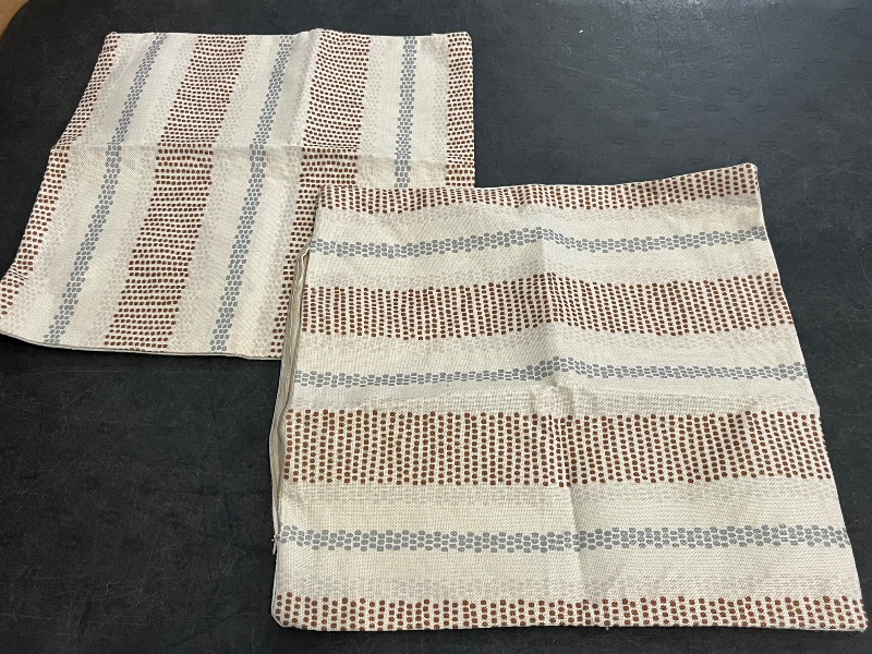 Photo 1 of Brown Grey Gray Outdoor Pillow Covers 18x18 Set of 2 Boho Polka Dot Striped Throw Pillows Abstract Modern Geometry Decorative Pillow Cases Farmhouse Linen Cushion Case Decora for Sofa Couch