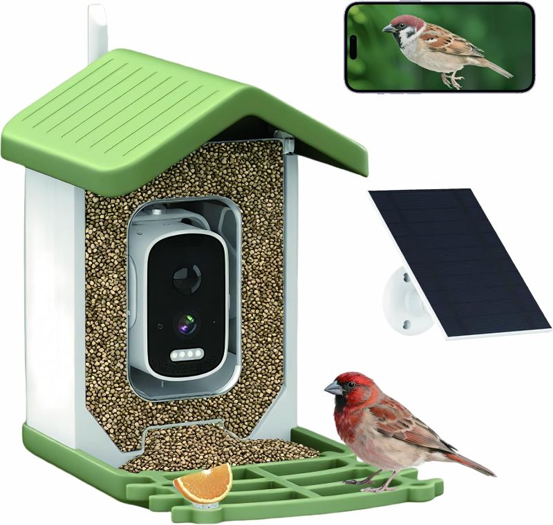 Photo 1 of Billber Bird Feeder with Camera - Outdoor Smart High-Definition Hummingbird Feeder, Solar Panel & Night Vision, Real-Time View & Instant Alerts, Good Ideal for Bird Watching
