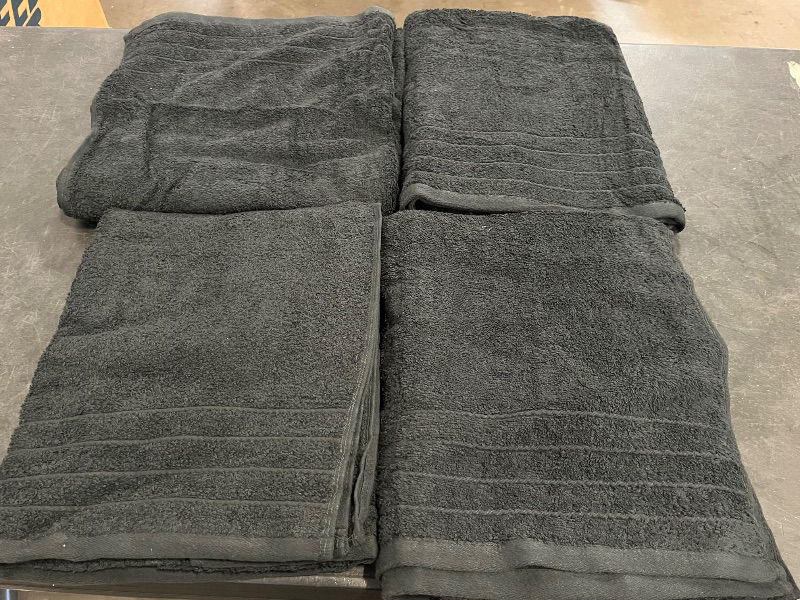 Photo 1 of Tens Towels Pack of 4 Extra Large Bath Towels 30 x 60 Inches, 100% Cotton, Larger & Lighter Weight, Quicker to Dry, Super Soft and Absorbent, Perfect for Bathroom, Black
