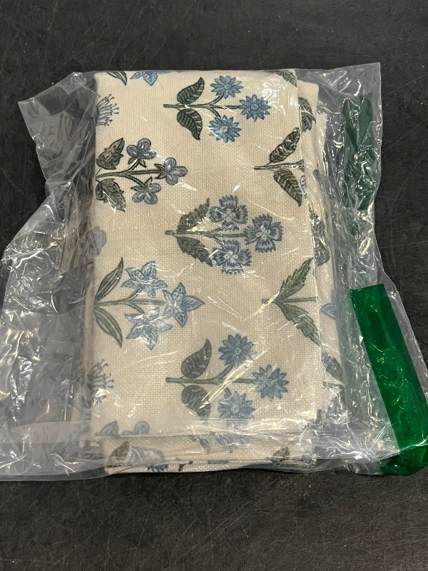 Photo 1 of Blue Green Block Print Pillow Covers Set of 2, Vintage Floral Spring Decorative Throw Pillow Cases Boho Cushion Covers Rustic Decoration Gift Farmhouse Sofa Couch Bed Decor
