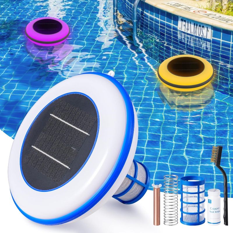 Photo 1 of Solar Pool Ionizer, Upgraded Copper Pool Ionizer with Copper Ionizatio Auto Switching of Multi-Colored LED Night Light, Up to 35,000 Gal

