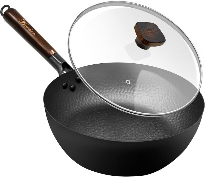 Photo 1 of Frying Pan with Lid Skillet Nonstick 10 inch Carbon Steel Wok Pan Woks and Stir Fry Pans for Electric,Induction and Gas Stoves
