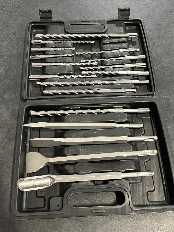 Photo 1 of COMOWARE Rotary Hammer Drill Bits Set & Chisels- SDS Plus Concrete Masonry Hole Tool 17pcs with Storage Case
