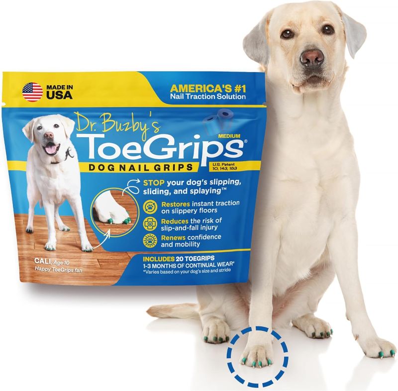 Photo 1 of Dr Buzby's Medium ToeGrips for Dogs - Instant Traction on Wood/Hardwood Floors - Anti Slip Relief - Grippers for Senior Dogs - Stop Sliding Instantly - Rubber Nails for Paws - 1 Pack