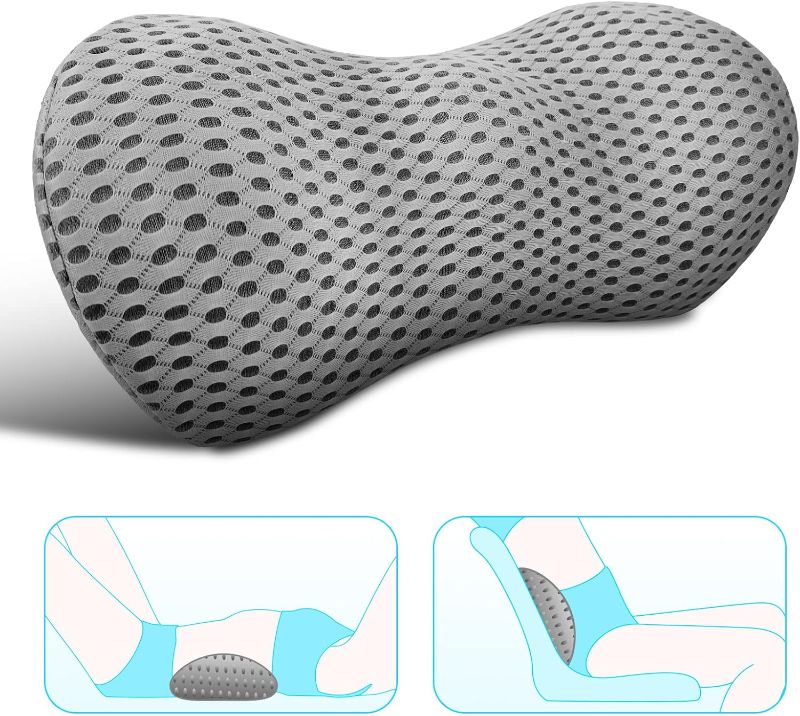 Photo 1 of Lumbar Support Pillow for Office Chair, Memory Foam Lumbar Pillow for Lower Back Pain Relief - Black (Grey)
