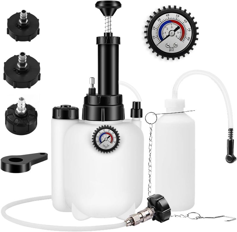 Photo 1 of 3L Brake Bleeder Kit One Man Brake Bleeder Vacuum Pump Kit Pressure Brake Fluid Bleeding Kit with 1L Brake Bleed Bottle and 4 Master Cylinder Adapters
