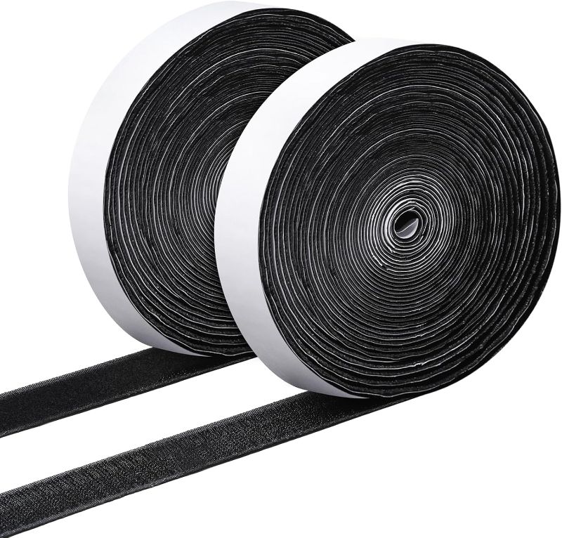 Photo 1 of MAXECHO 1 Inch x 27 Feet Strong Sticky Back Heavy Duty Hook and Loop Tape with Adhesive, Non-Slip, Double Sided Strip Roll for Crafting & Wall Hanging, Black

