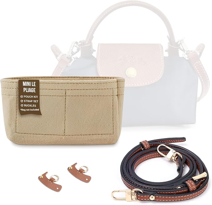 Photo 1 of Strap Set for Mini Le Pliage- Handbag Conversion Kit -Punch Free Adjustable Crossbody Strap & Buckles

