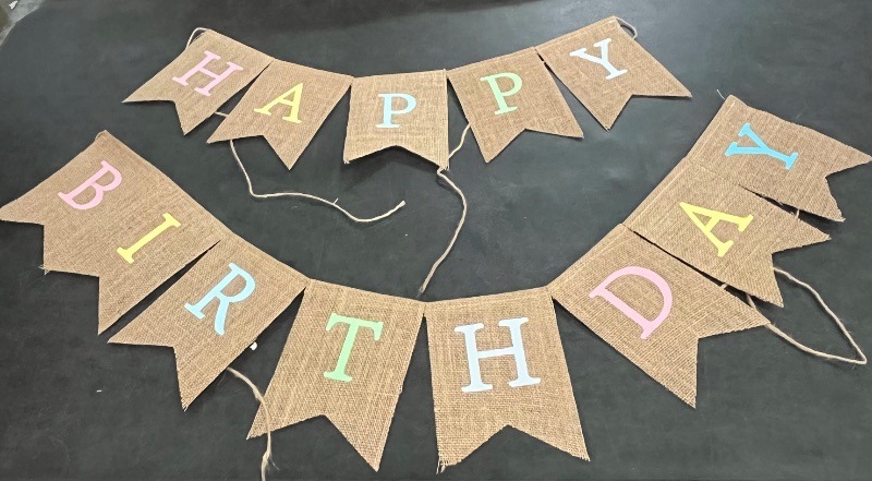 Photo 1 of Rainbow Burlap Banner - Pastel Birthday Banner, Personalized 1st Birthday Decor, Photo Prop

